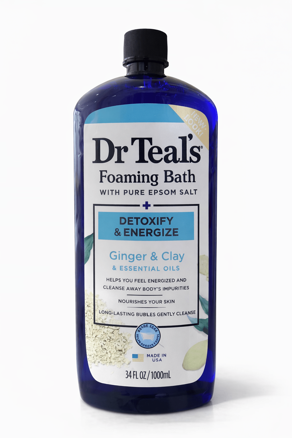 Dr Teal Foaming Bath 1L (Detox Energize, Ginger And Clay)